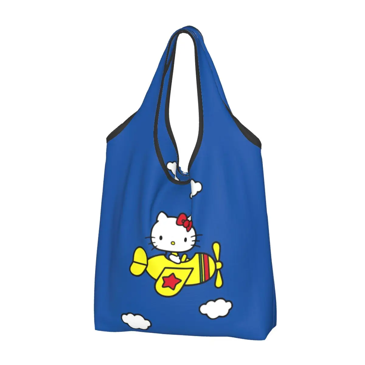 

Hello Kitty Flighting Reusable Shopping Grocery Bags Foldable 50LB Weight Capacity Eco Bag Eco-Friendly Durable
