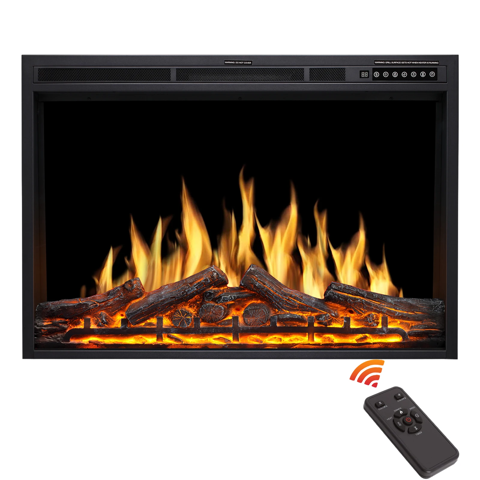 

Электрический камин с дистанционным управлением и таймером, 34 дюйма, 3 цвета, защита от перегрева, сенсорный экран, 750 Вт/1500 Вт