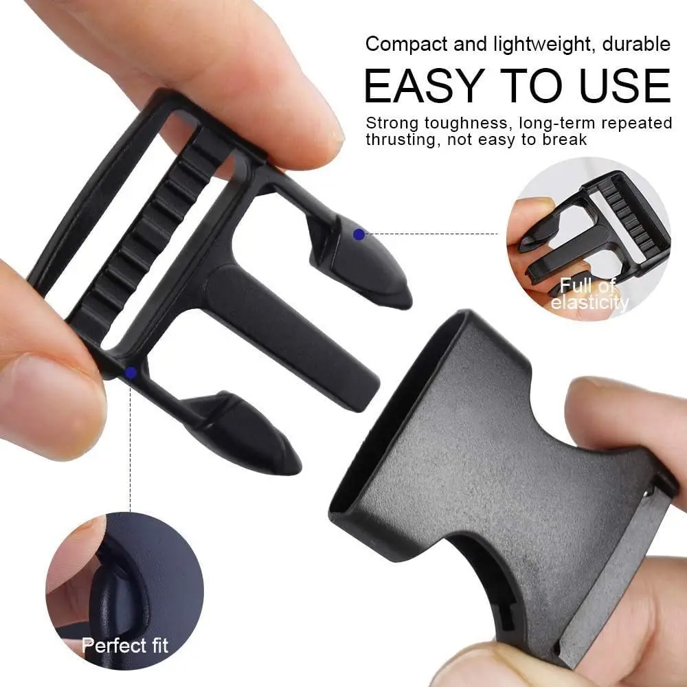 حزام حزام من النايلون 4 متر مع أبازيم تحرير جانبية مسطحة شرائح ثلاثية الإنزلاق لحزام الأمتعة وأبازيم وحزام الظهر