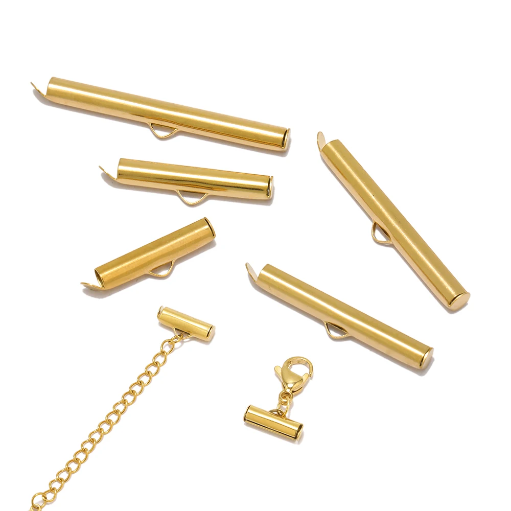 20 Stück Edelstahl-Endkappen mit Schiebeverschluss, Rohrverbinder, Zubehör für DIY-Armband-Schmuckherstellung – Detail 4