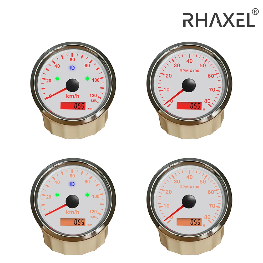 

Комплект из 2-х датчиков RHAXEL: GPS-спидометр 85 мм (до 125 км/ч) и тахометр (с подсветкой красного и желтого цвета), 12В/24В, для грузовиков, автодомов и легковых автомобилей