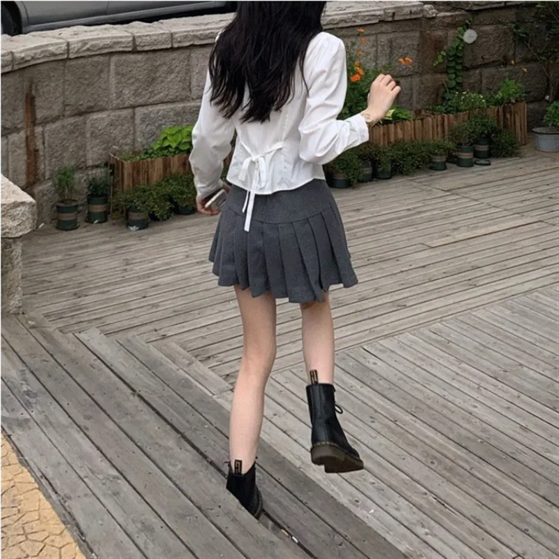 Shirts Women Korean Fashion Lace Up Elegant Street Hipster Aesthetic OL Casual Temperament Sweet Hot Girls Unique Autumn Tops