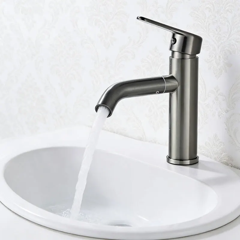 

Смеситель для раковины в ванной комнате, смеситель для раковины с одним отверстием, смеситель для горячей и холодной воды, смеситель для ванны из нержавеющей стали, вращающийся смеситель для умывальника, бытовой