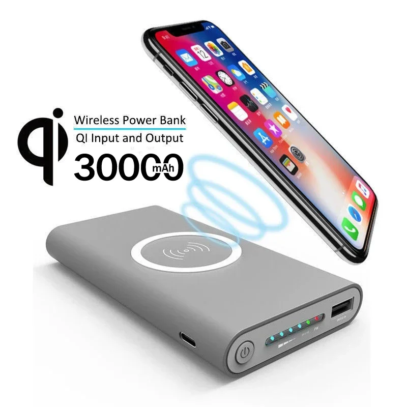 Lenovo  200000mAh Power Bank Two-Way Wireless Fast Charge Powerbank Portable Charger Type-C External Battery For iPhone Samsung