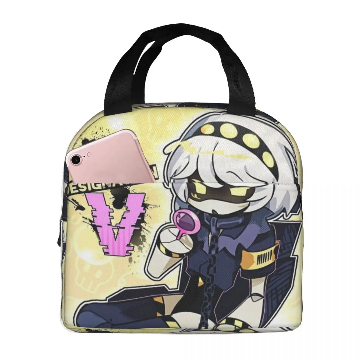 Anime Murder Drones V Borse per il pranzo isolate Borsa termica Contenitore per pasti Cartone animato Borsa per il pranzo ad alta capacità Borsa per alimenti College