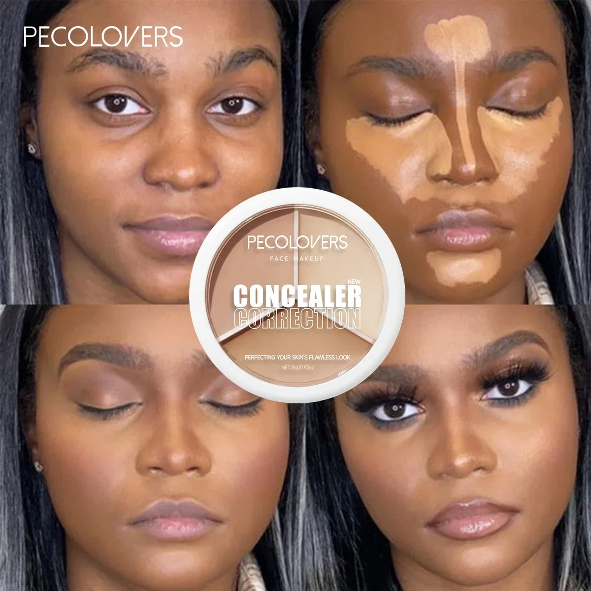 คอนซีลเลอร์ครีมติดทนนานปกปิดรอยสิวรอยคล้ำรอบดวงตาเครื่องสำอางสามสีให้ความชุ่มชื้น