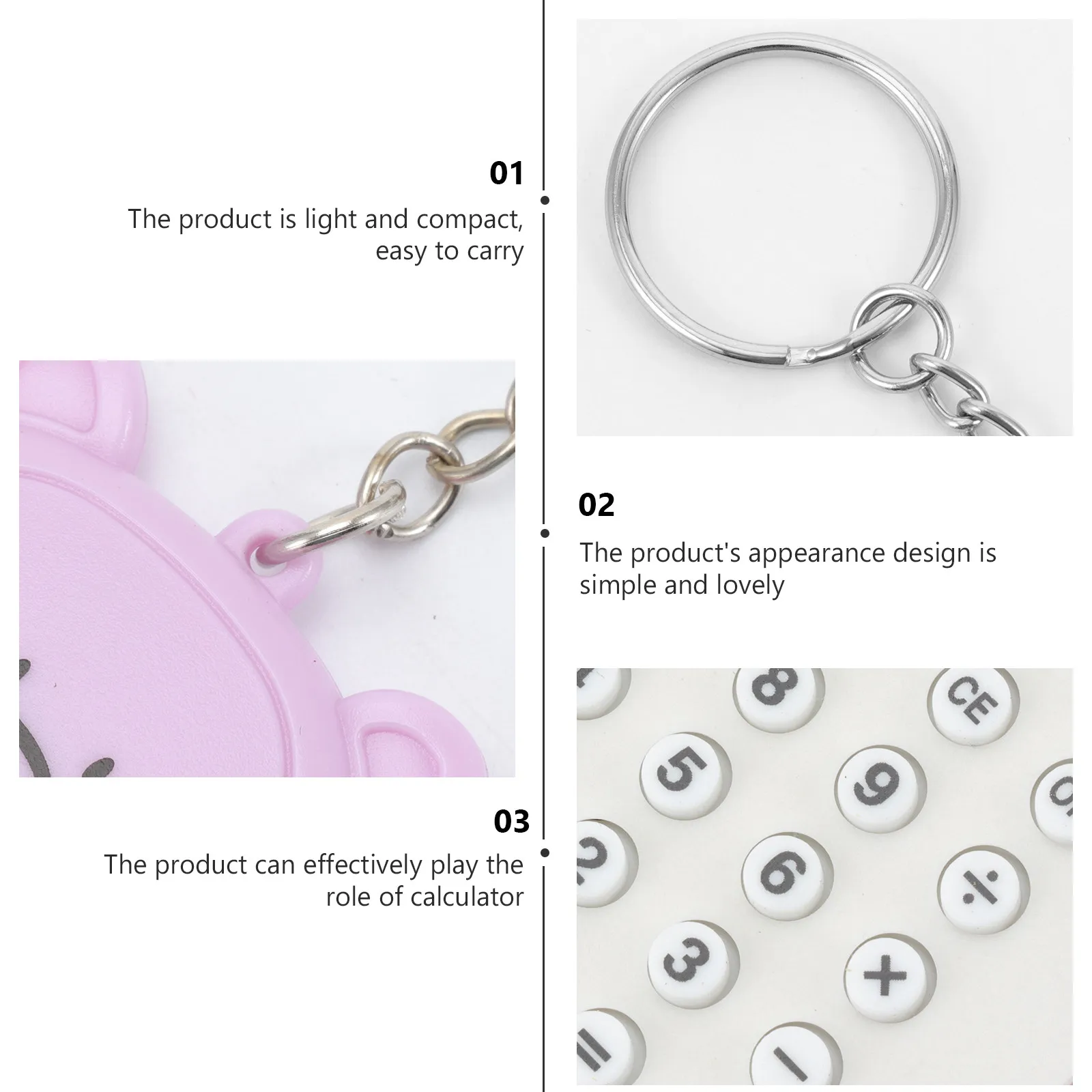 3Pcs Portable Mini Calculators Keychain For Travel Accessories Christmas Stocking Stuffers Bear Shape Buckle Compact