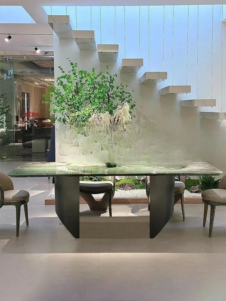 

2003 Natural Patek Jade green luxury stone dining table green natural marble dining table Italian light luxury dining table