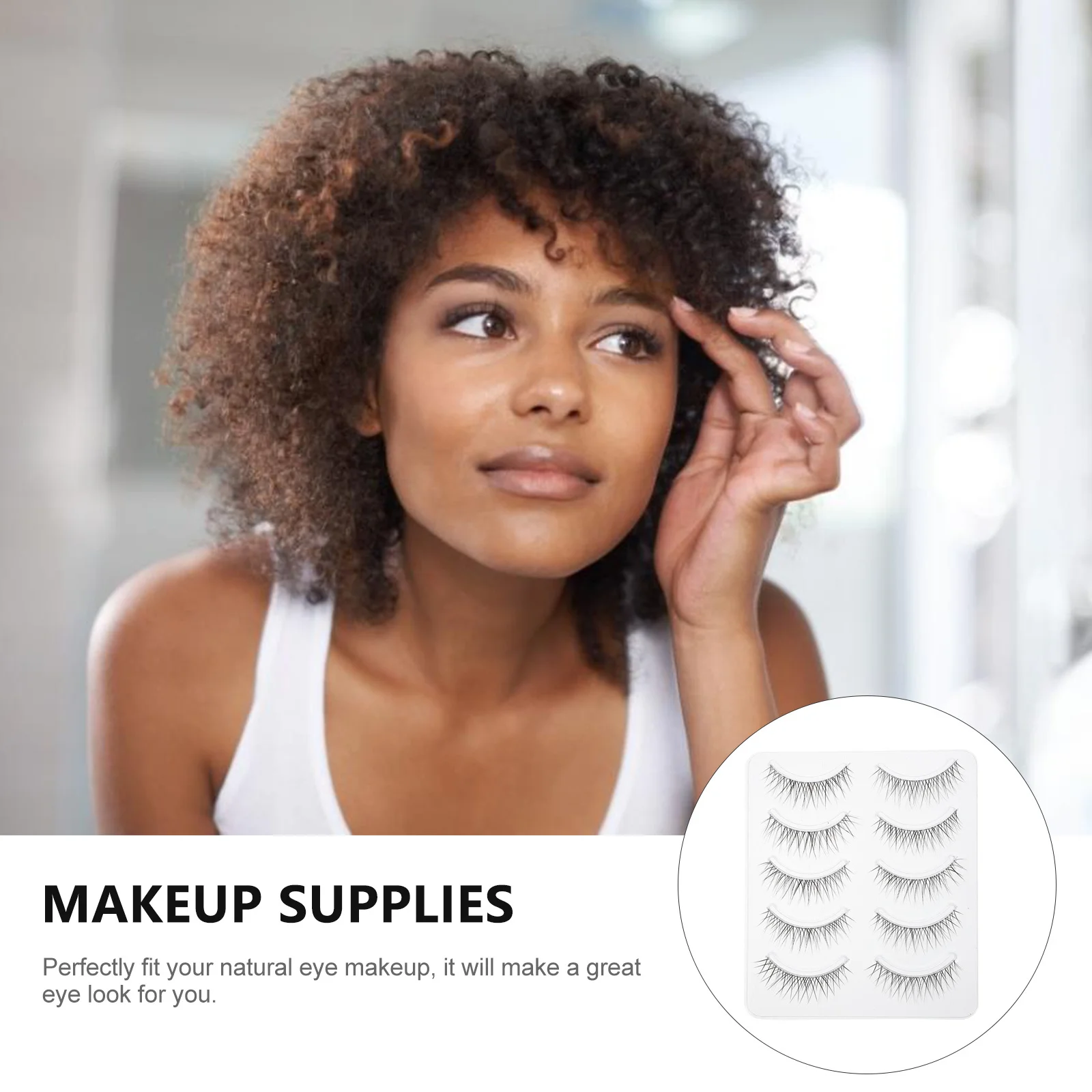 

5Pairs Natural Eyelashes Artificial Cross Design Fake Lashes for Brighter Eyes Reusable Lashes for Photo Shoot Night