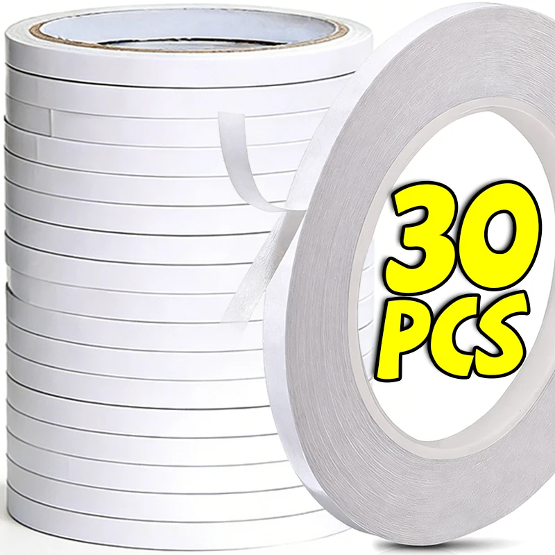 Self Adhesive Double Sided Tapes 6mm Ultra-thin White Strong Sticky Strips Paper Tape Stickers Sealers for Home Office School