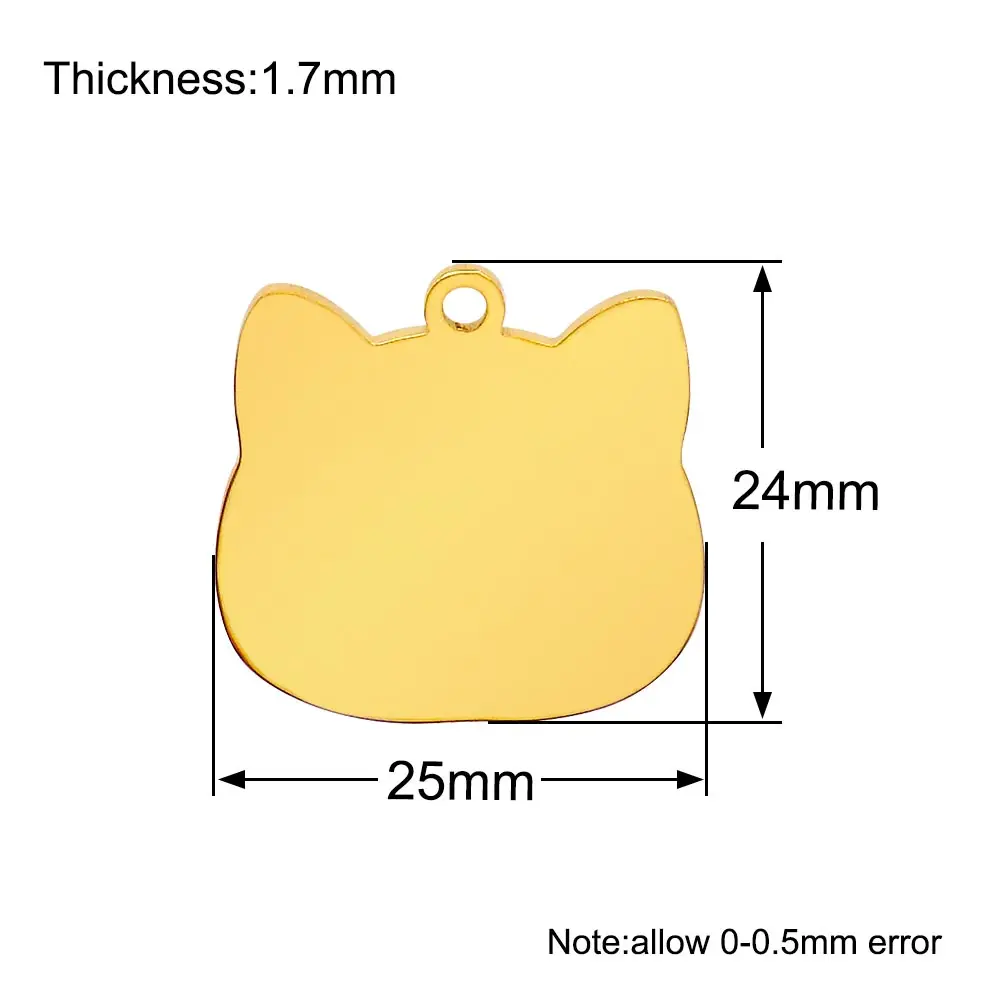 20PCS Pet Dog Tags Blank Cat Face Stainless Steel Puppy Pendant Customized Engraved Name Address Accessories Decoration