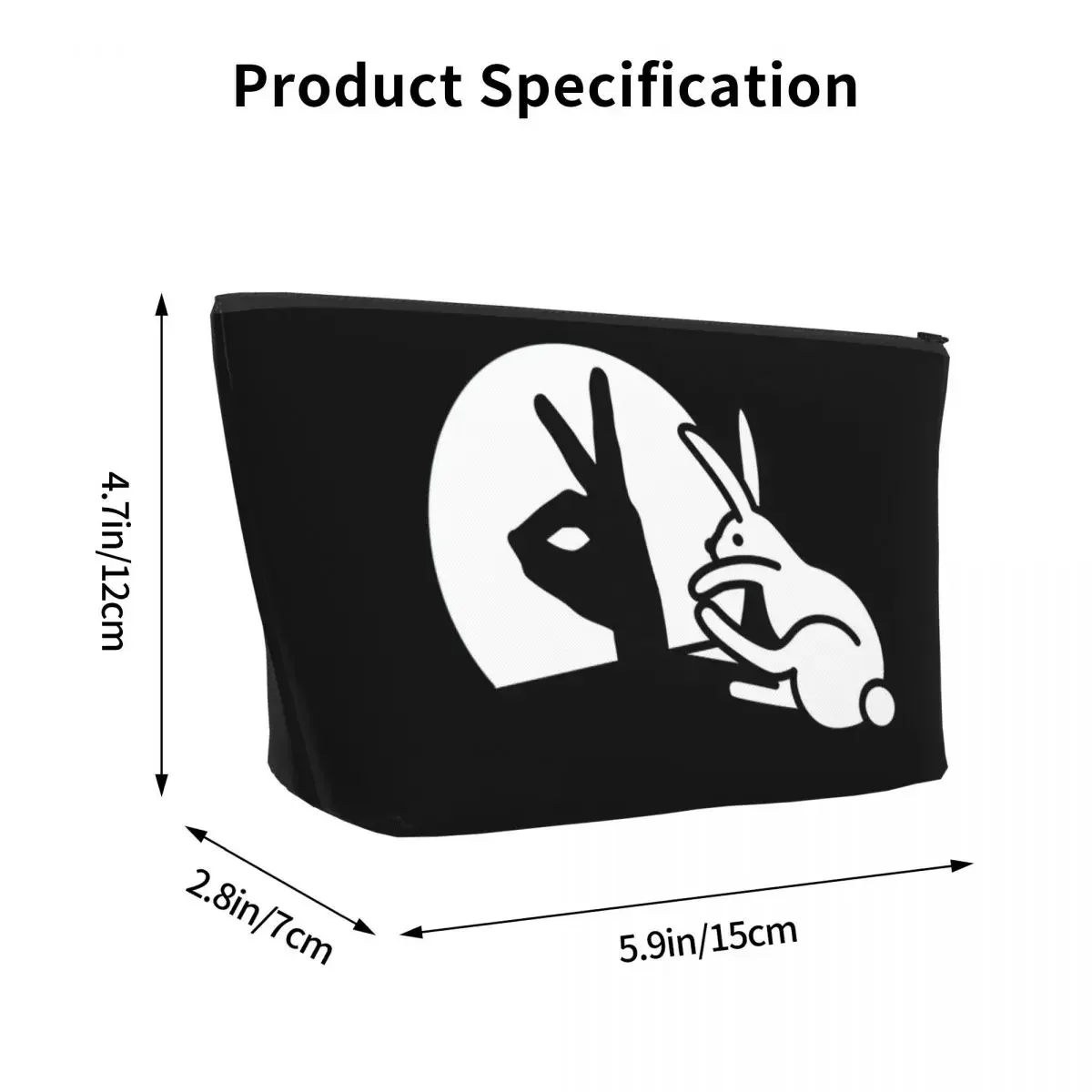 Funny Rabbit Hand Shadow Puppets Humor Pop Art Makeup Bag Storage Bag Cosmetic Case Cosmetics Organizer For Women Ladies Gift
