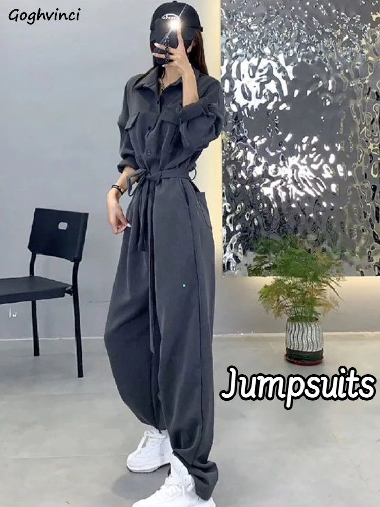 Jumpsuits Women New Arrivals Safari Style Cool Boyfriend Streetwear Hip Hop Vintage Leisure Ulzzang Simple All-match Clothing