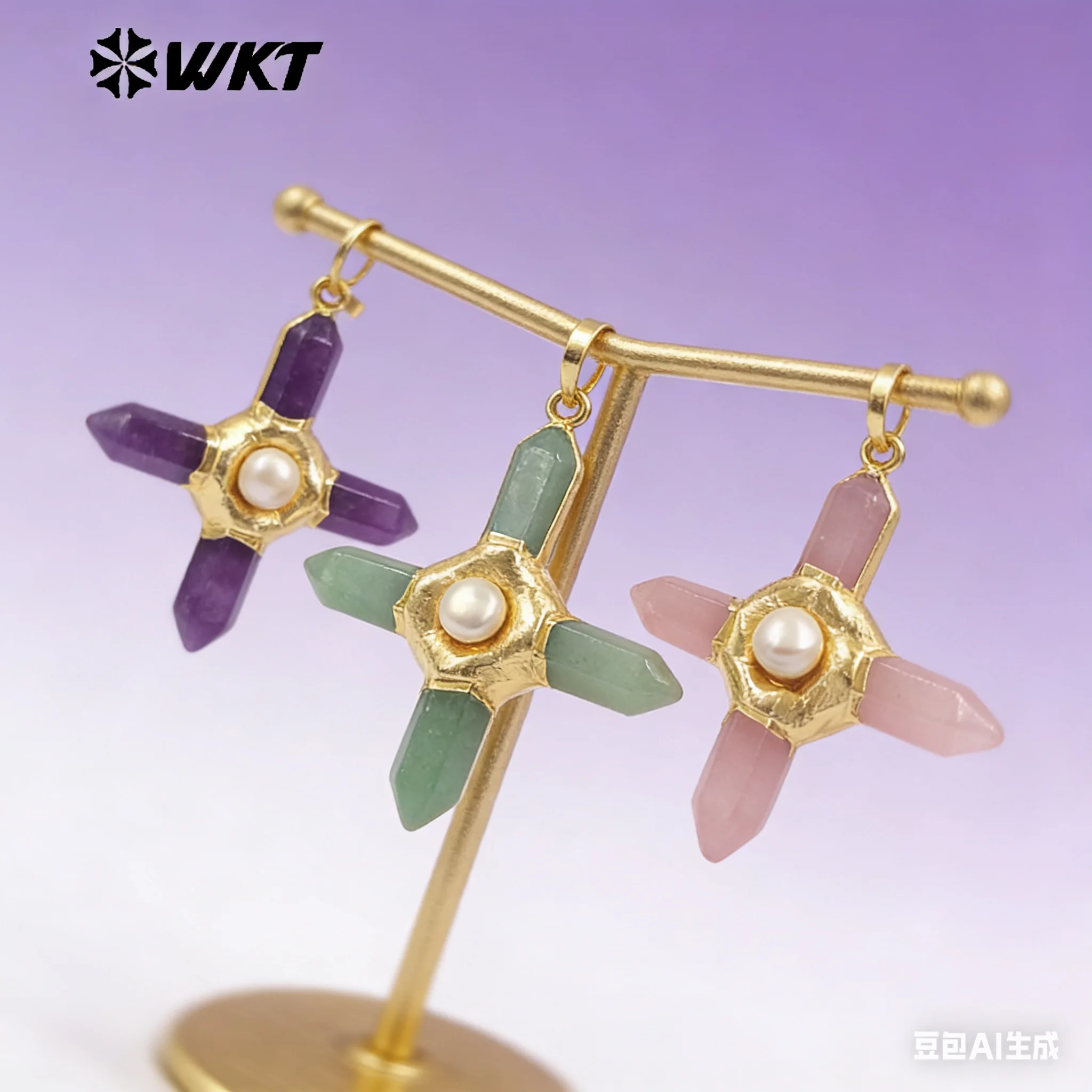 

WT-P1967 WKT 2025 Подвеска в религиозном стиле из натурального камня в форме креста, ретро-дизайн, ювелирные изделия, изысканный аксессуар