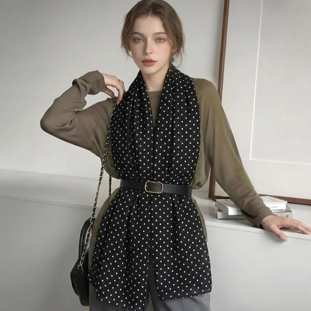 Elegant Polka Dots Beach Scarf Chiffon Ultra-thin Sun Protection Scarf Breathable Soft Lady Bandanas Summer Outing