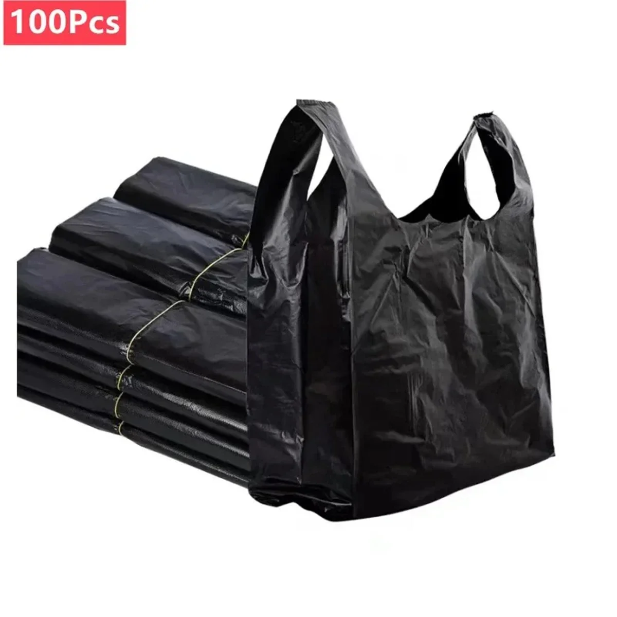 100PCS Thickened Black Plastic Bag Shopping Bags Vest Storage Bag Thickened Supermarket Shopping Pocket Packing  Storage Bags