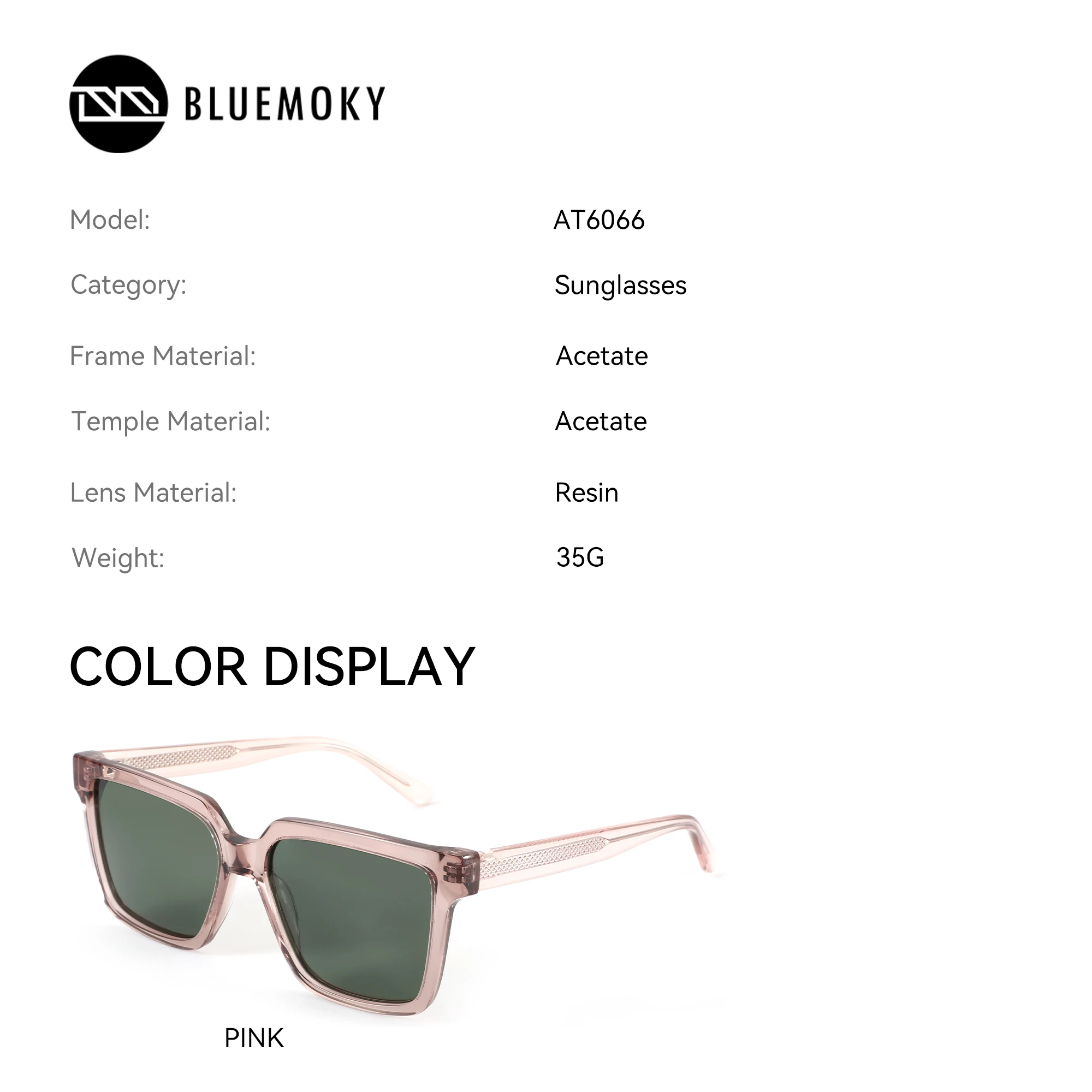 BLUEMOKY Square Customized Prescription Sunglasses Women Acetate UV400 Protective Multifocal Myopia Correction Sun Glasses