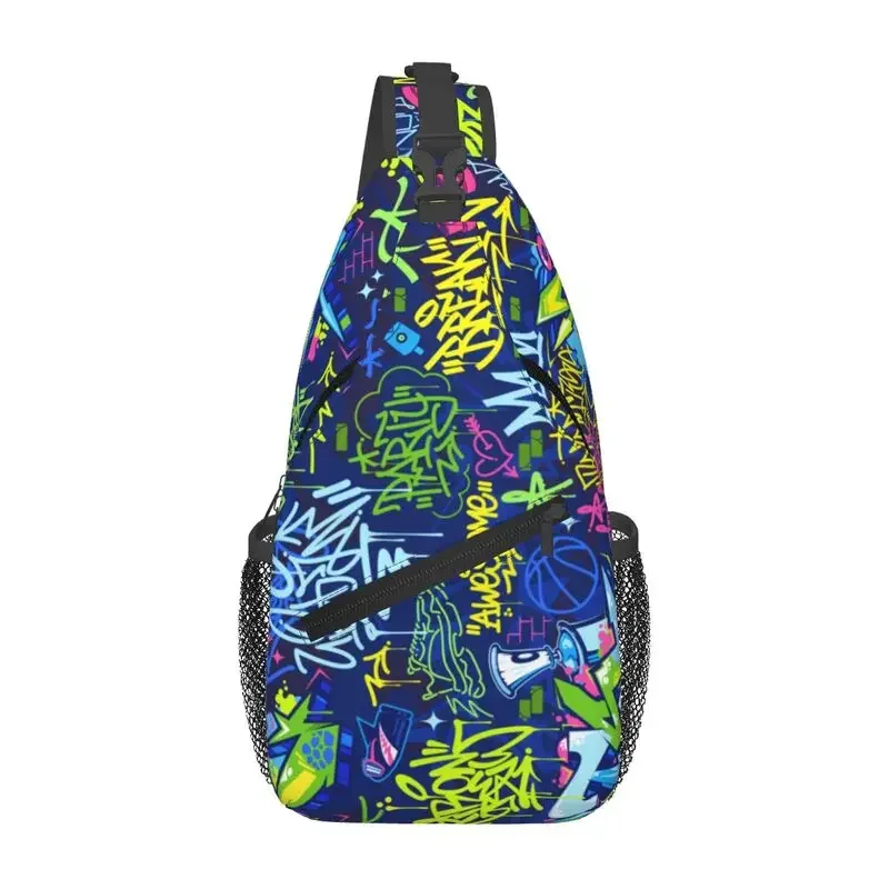 Custom Abstract Urban Style Hiphop Graffiti Street Art Sling Crossbody Backpack Men Shoulder Chest Bags for Hiking