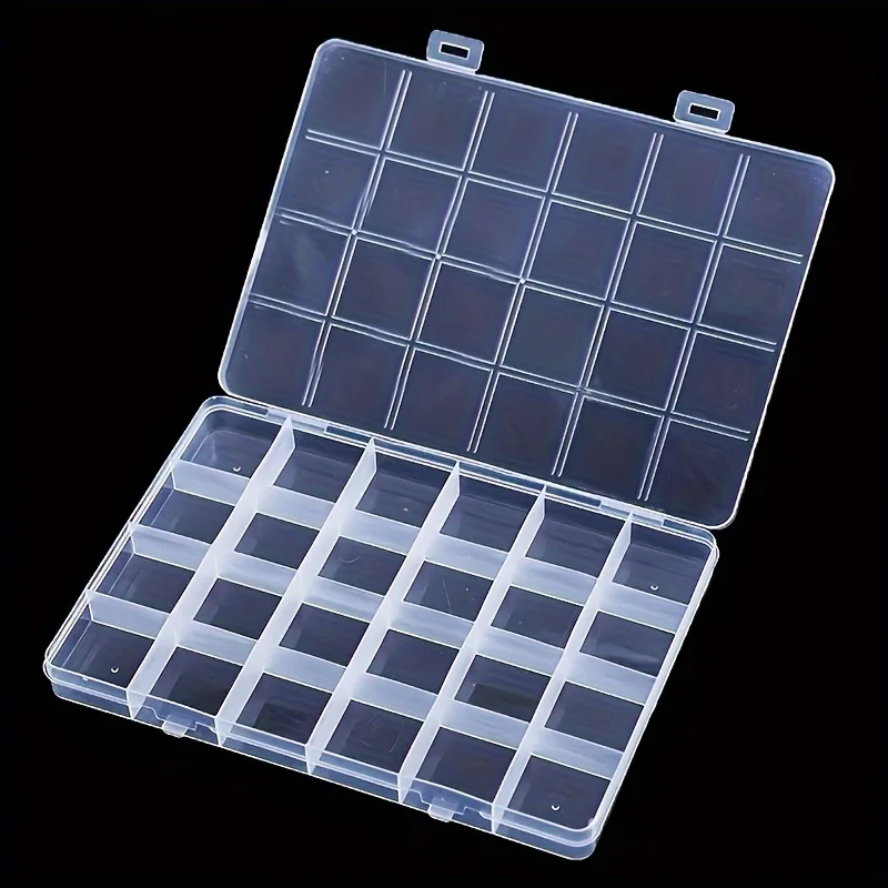 1 Piece/4 Pieces 24 Grid Polypropylene Plastic Storage Box, Fixed Partition Storage Box, Portable Fishing Gear Accessory Box