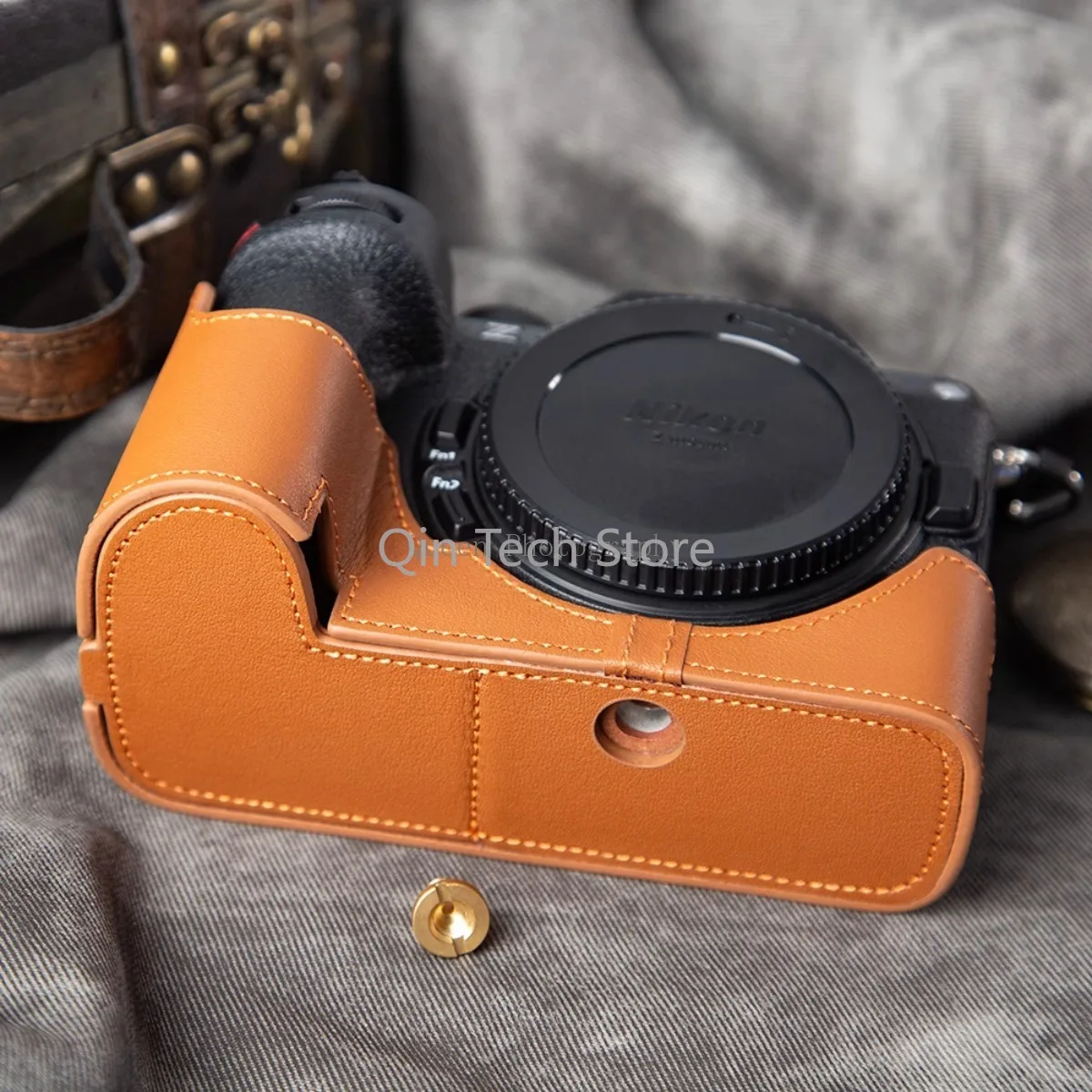 

Vintage Genuine Leather Camera Bag Half Case Cover Base Neck Belt Shoulder Strap for Nikon Z52 Z5ii Z5-II Holder Photography