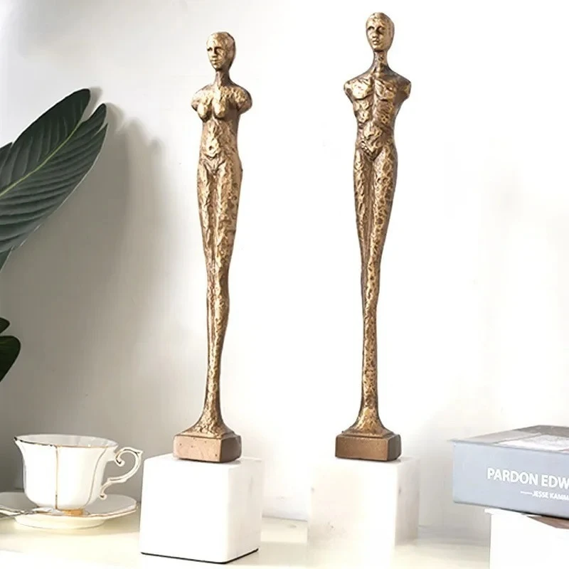 Creative Abstract Cast Iron Figure Ornament Character Sculpture Metal Figurines Living Room Decorations Crafts Statue Figurines