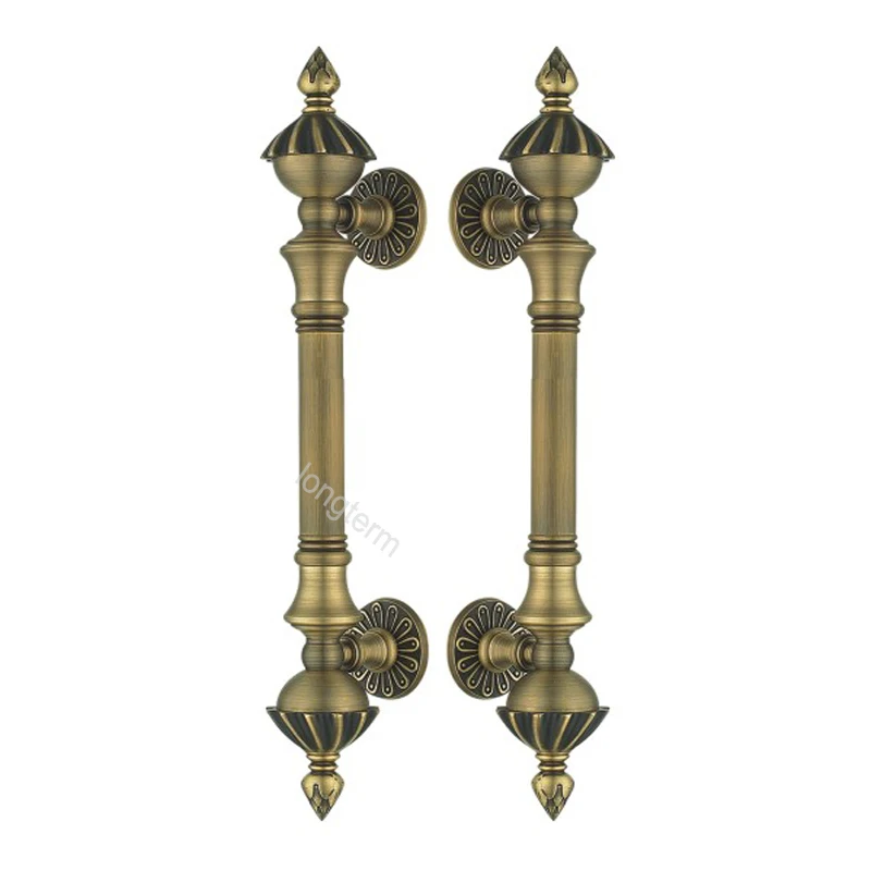 Door Hardware Classic Wooden Door Pull Handle Set Main Gate Bronze Antique Brass Big Door Handles for House