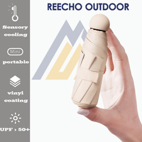 Folding Travel Umbrella 6 Ribs Lightweight Compact Pocket Umbrella Windproof Rainproof with Capsule Storage for Daily Life