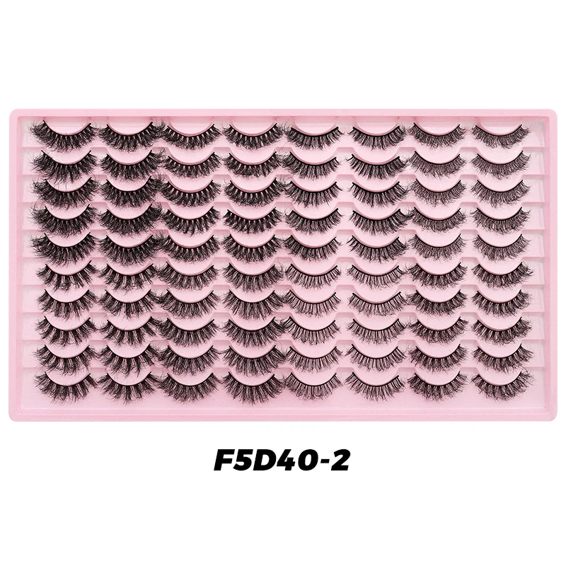 40 Paar Kunstnerz-Wimpern, Flauschige Weiche Dichte Falsche Wimpern, Gemischte Kunstnerz-Wimpern, Volle Streifen-Wimpernverlängerung, Natürliche Wimpern – Detail 8