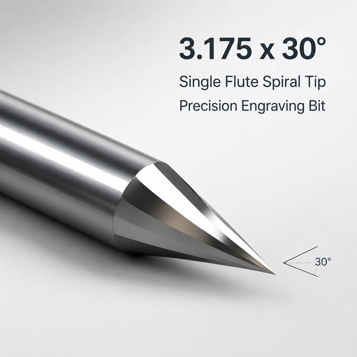 

1 Flute V Carving Bit 3.175x30 Degree CNC Router Carbide End Mill PCB Engraving Milling Cutter for Metal Steel Al 0.2-0.5mm Tip