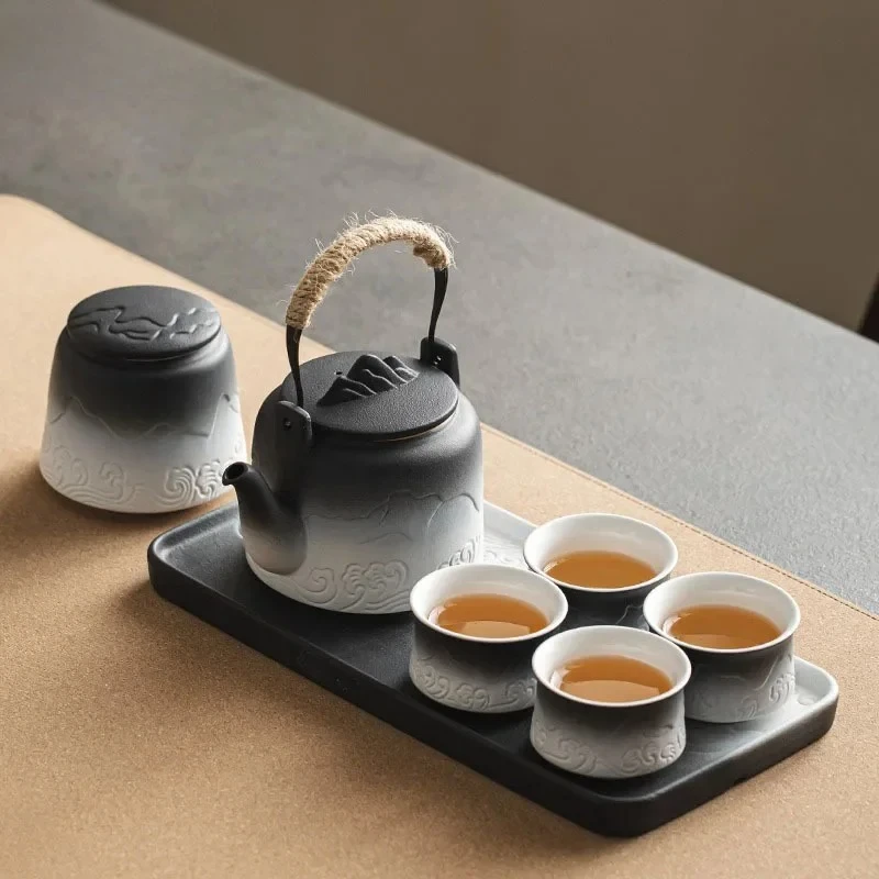 Tea Set Home Living Room Light Luxury High-End Kung Fu Loop-Handled Teapot Small Tea Tray Chinese Kung Fu Tea Set