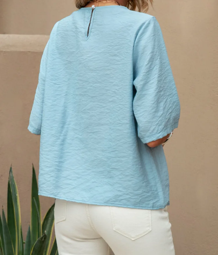 Elegant Summer Cotton Ramie Hollow Patchwork Women Shirt Chic Blouse O Neck Short Sleeve Shirt Plain Casual Basic Tops Blusas