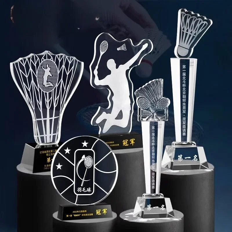 Customized Sports Badminton Lettering Metal and Resin Trophy, Awards Celebration Gift, Creative Medal, Competition Souvenir, 1Pc
