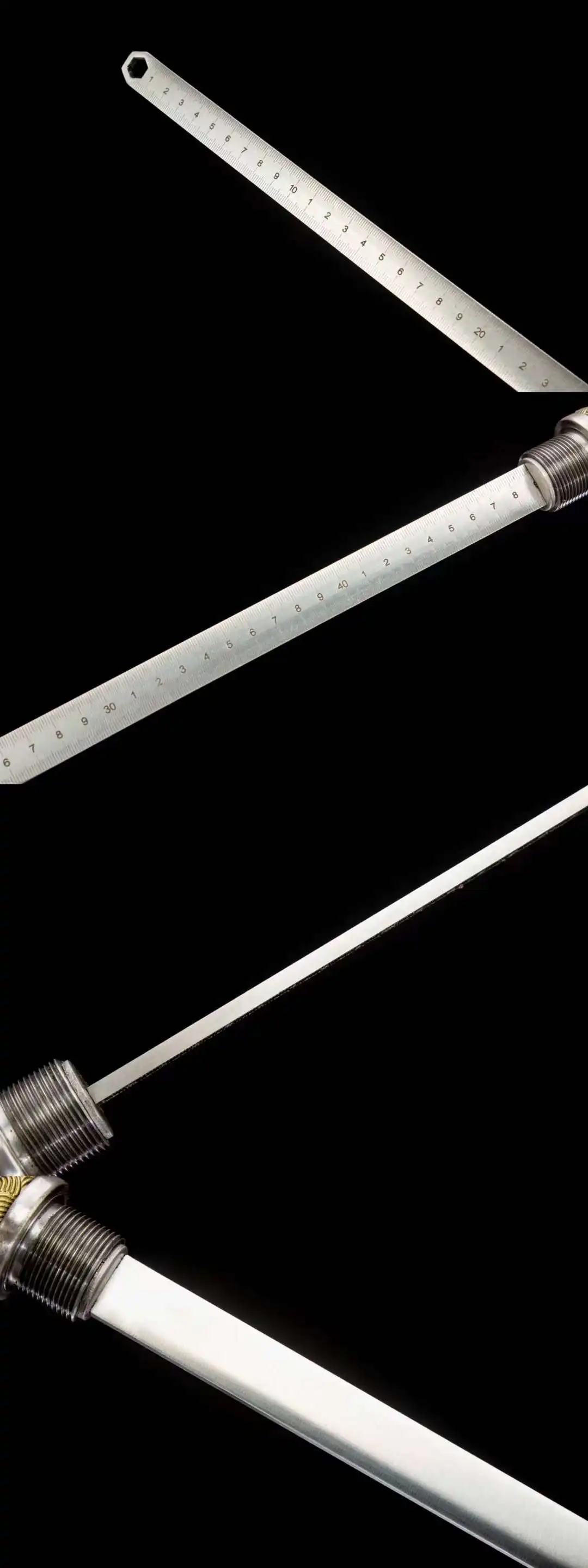 Special Chinese Kungfu Wushu Battle Sword,Nail Head Hammer Ruler,Real Handmade High Chromium Steel Blade,Unhardened