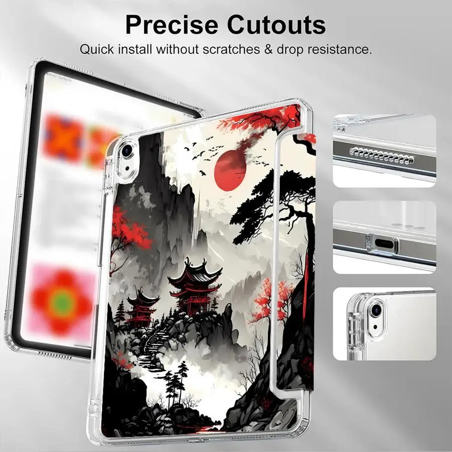

Holder Cover Tablet Case For iPad Pro 2025 11th 10th 9th 8th 7th 12.9inch Air 4 5 M3 M2 M4 11inch Mini 6 7 Y-Fold Japanese