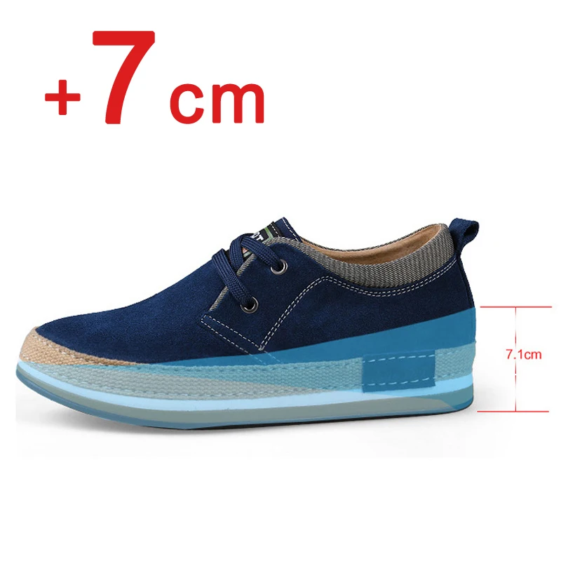 Men Elevator Shoes Height Increased 7cm Invisible Inner Heightening Shoes Man Sports Suede Leather Sneakers Taller Shoes