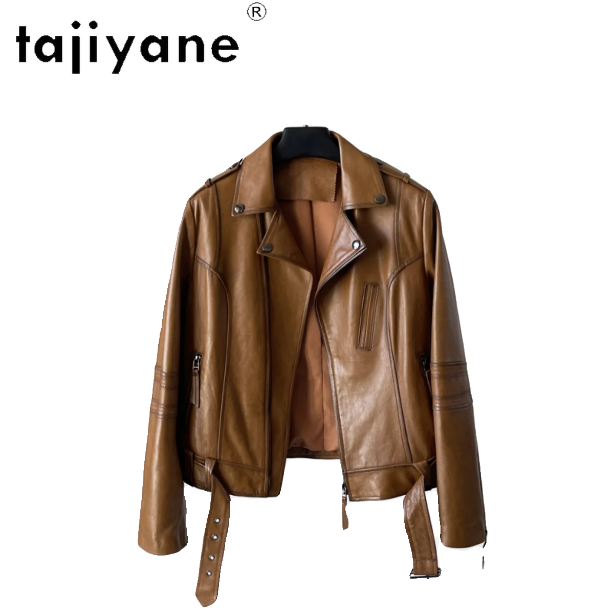 Tajiyane 2023 Real Leather Jacket Women High Quality Short Genuine Oil Wax Sheepskin Coat Motorcycle Leather Jackets Streetwear