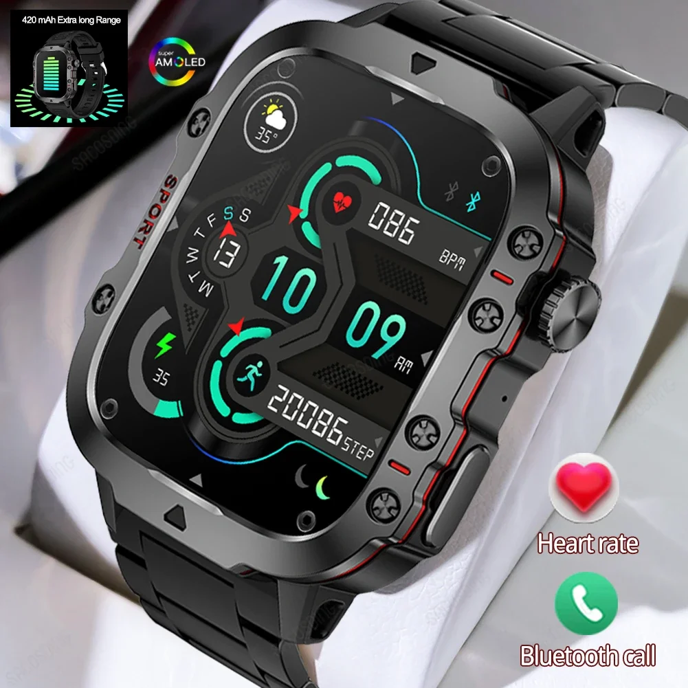 

2024 New For Xiaomi Military Smart Watch Men IP68 5ATM Outdoor Sport Fitness Tracker Health Monitor 1.96" BT Call Smartwatch+Box