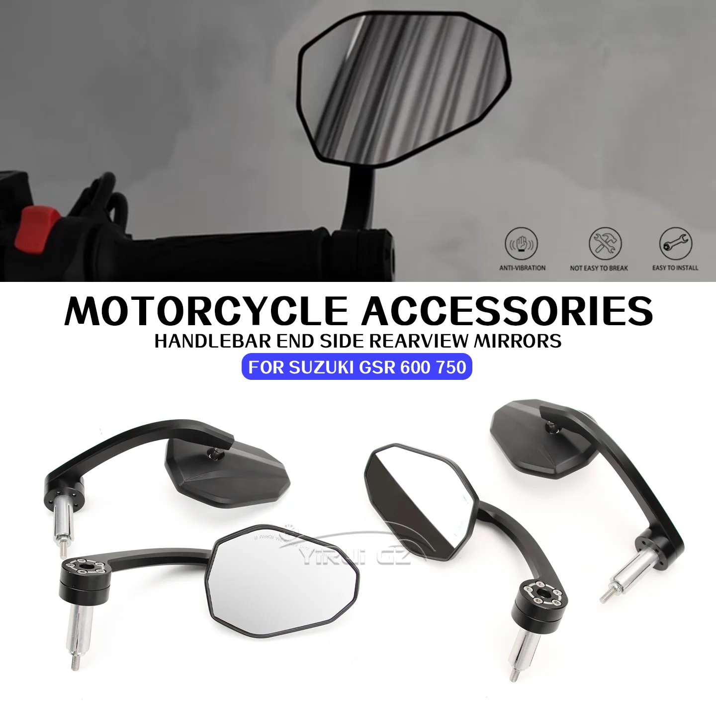 Motorcycle Mirror Handlebar Mirror Universal Motorcycle Mirror Wide Vision For Suzuki GSR 600 GSR750 GSR600 GSR750 GSR600 GSR750