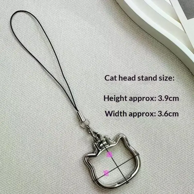 Cute Cat Shaped Alloy Phone Lanyard With 2 In 1 Finger Ring And Foldable Stand Perfect For Watching Videos Daily Use Travel view 5