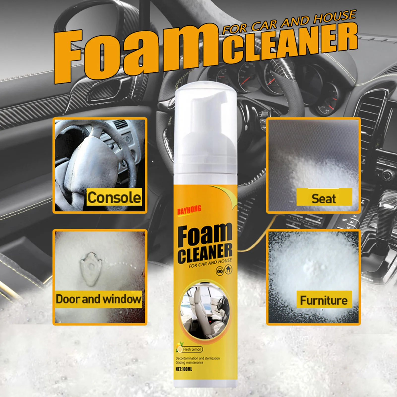 Multi-purpose Car Interior Home Cleaning Foam Spray 100 Ml Foam Cleaner Spray Car Interior Cleaner Anti-Aging Protection Tool