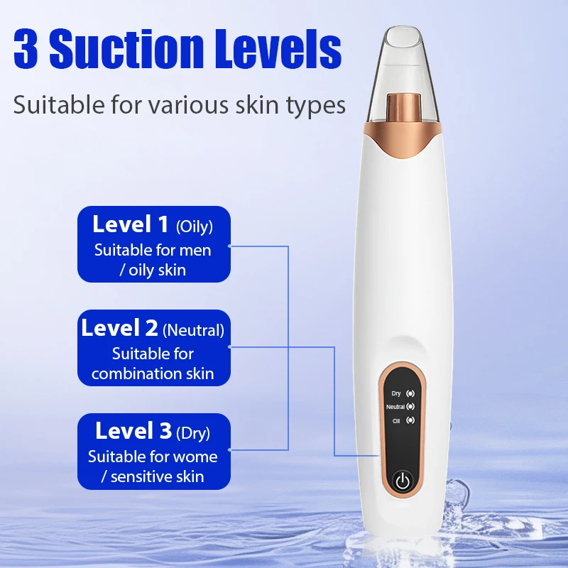 Electric Blackhead Remover Vacuum Face Pore Cleaner Whiteheads Black Spots Pimple Acne Extractor Skin Care Set USB Rechargeable