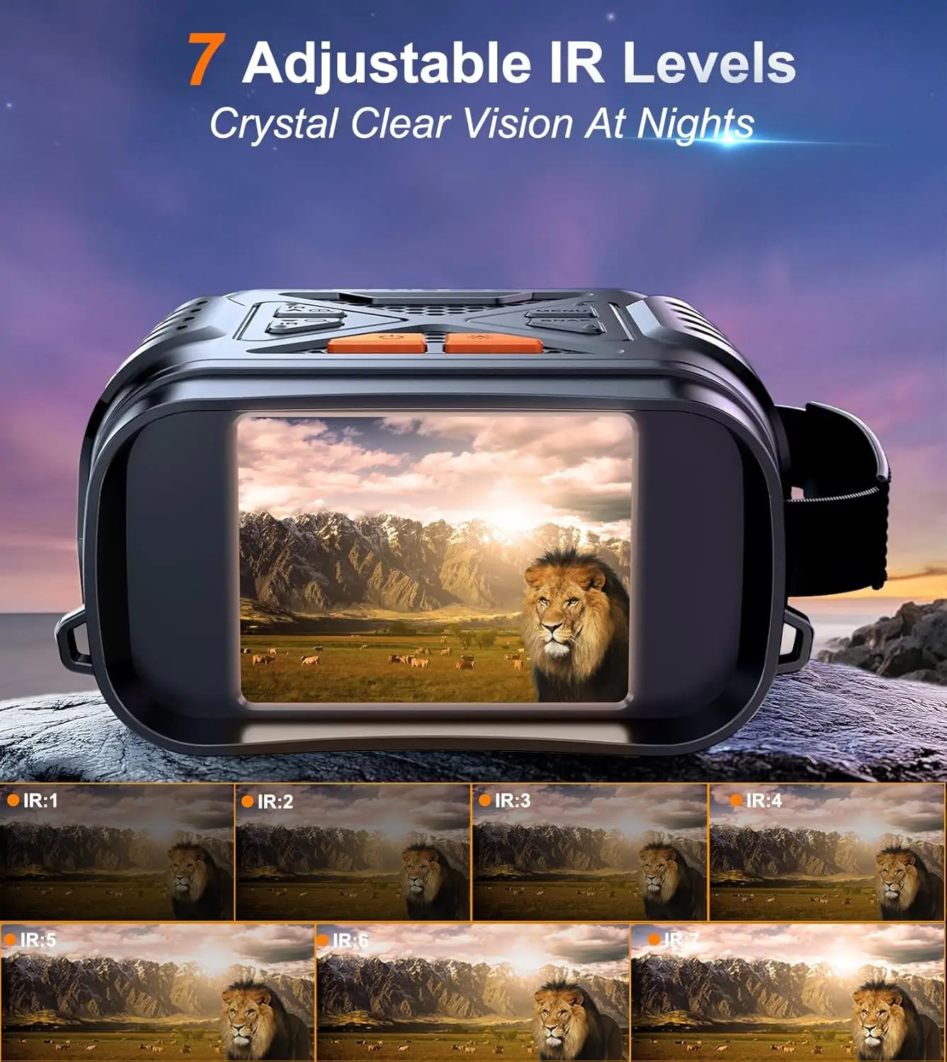 Night Vision Device 2.8inch 10x Digital 800m Full Dark Night Vision Binoculars 5W Infrared Telescope for Outdoor Exploration Gif