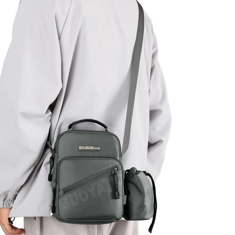 Bolso hombro único, duradero impermeable, con múltiples compartimentos, bolso hombro nailon, elegante para senderismo