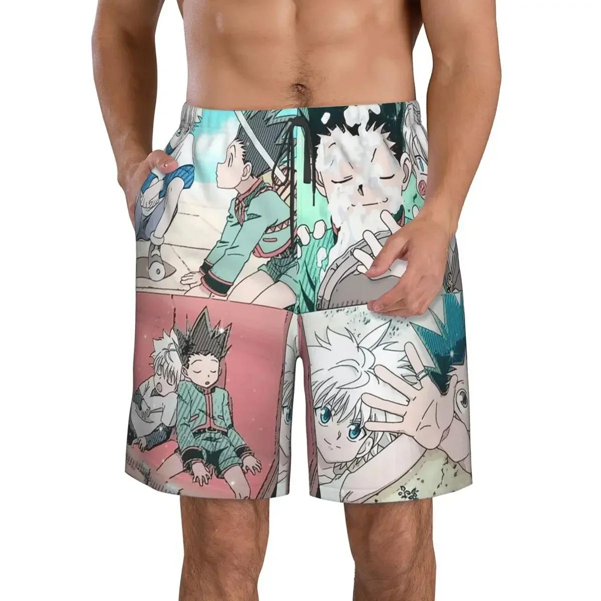Gon And Killua HXH Hunter X Hunter Trunks Beach Board Shorts Casual Quick Dry Swim Summer Men Pants