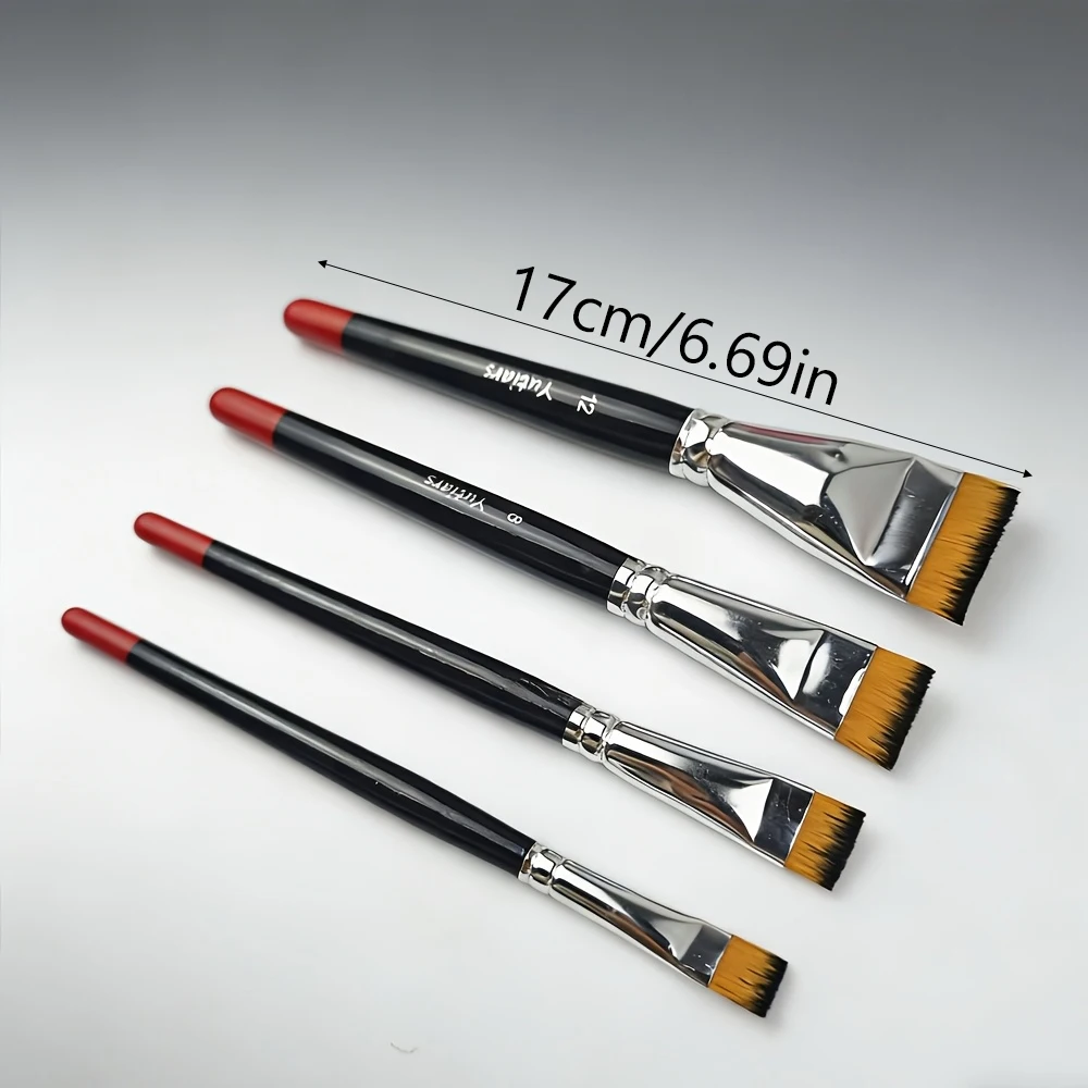 Yutiars 4-teiliges Set Professionelles Lack- und Ölmalerei-Werkzeug - Großer Pinsel Kurzhaariger Nylonpinsel Kunst Kleiner Flachpinsel Materialien – Detail 5