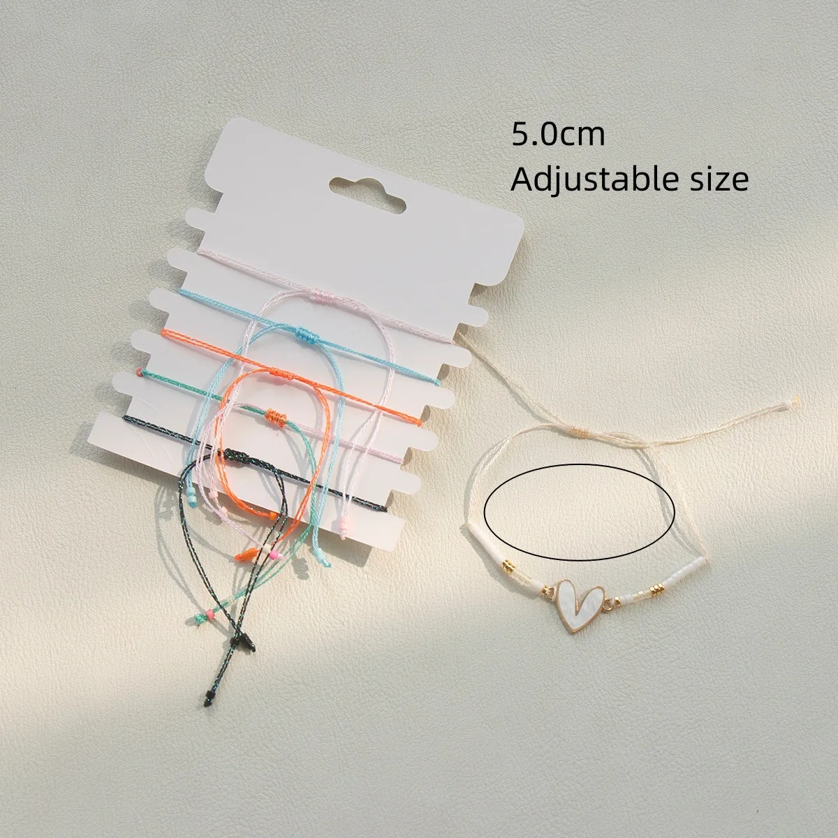 Acetate Acrylic Heart and Beaded Bracelet Set Adjustable Valentine's Day Holiday Jewelry Gifts
