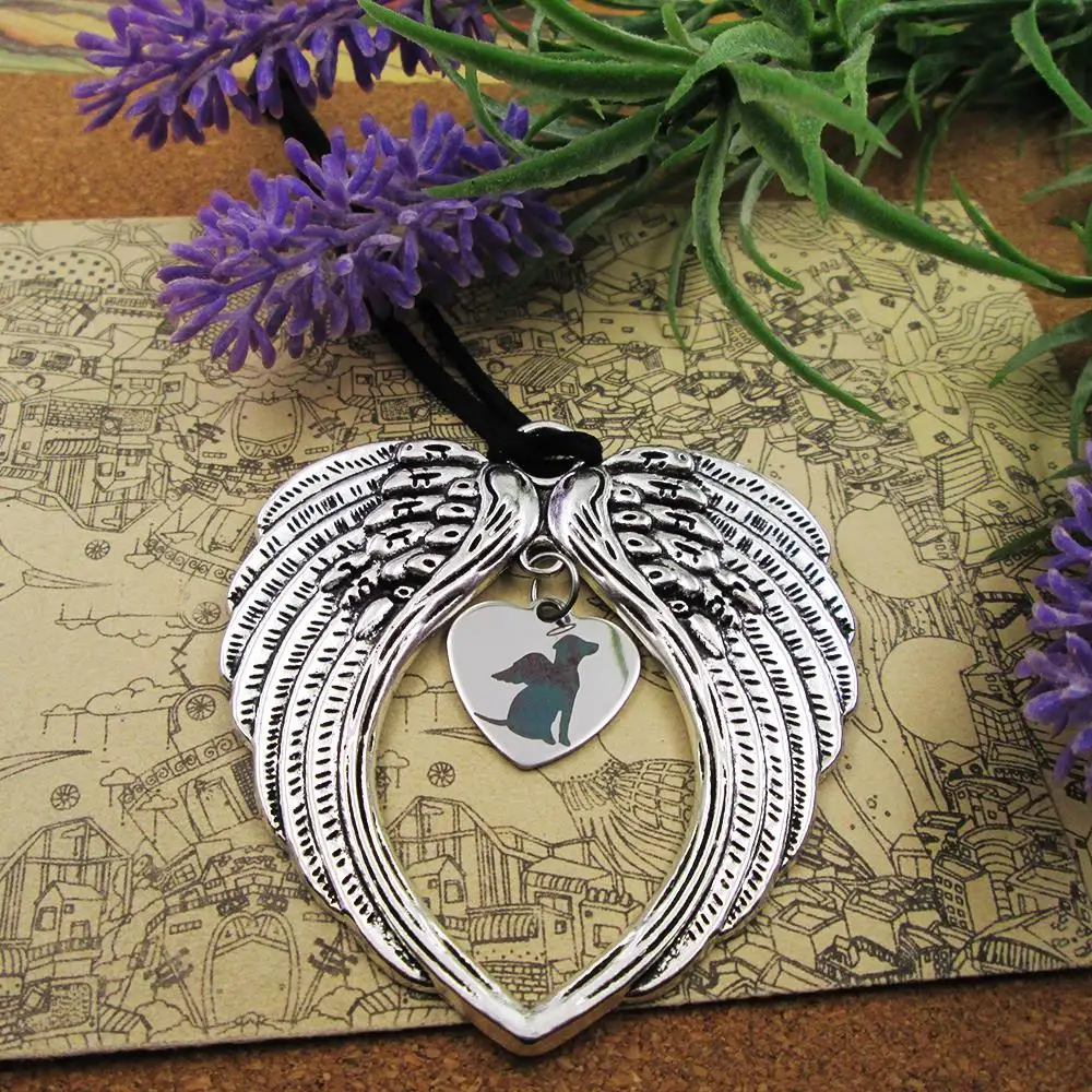 

Dog Theme Angel Dog Pey Loss Angel Wings Rear View Mirror Charm Custom Car Hanging Ornament Car Accessories For Safe & Stylish