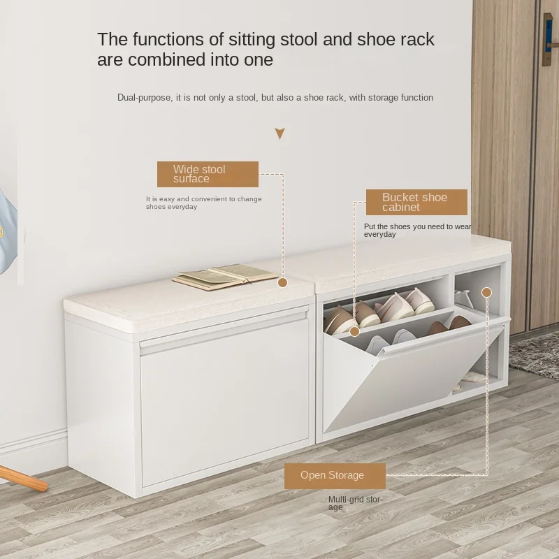 YFY  Household Steel Shoe Cabinet Multi-Functional Shoe Rack Door Entrance Cabinet Indoor Shoe Changing Stool