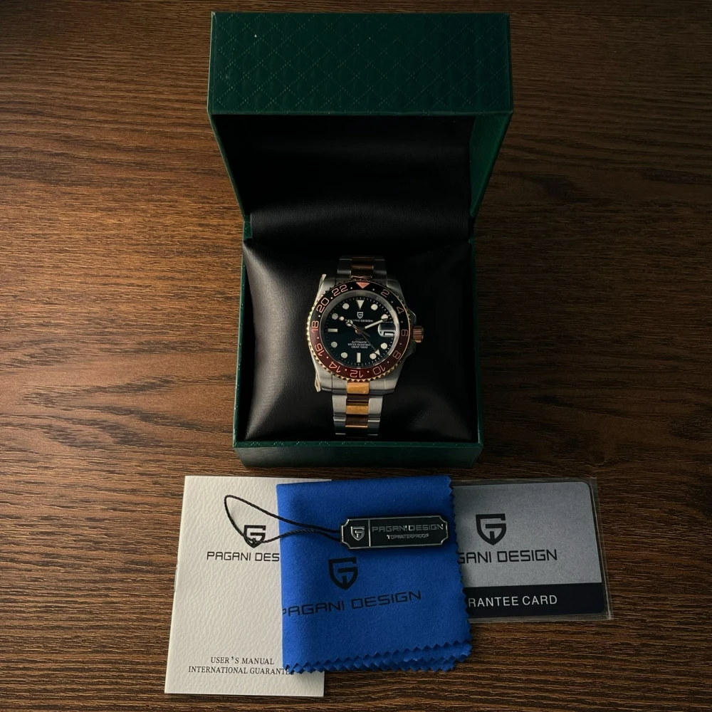 PAGANI DESIGN 40MM New GMT Beer Root Luxury Men Mechanical Watches Sapphire Glass 100M Waterproof Automatic Watches for Men gift