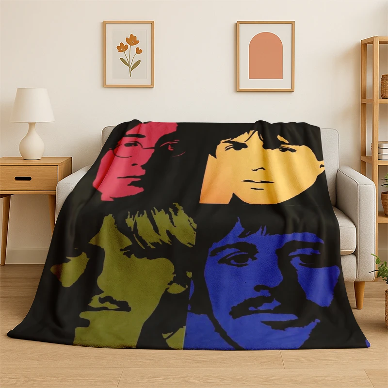 3D B-Beatles Rock Band Star Flannel Blanket Soft Warm Throw Blanket for Bedroom Living Room Bed Travel Camping Picnic Gift kid